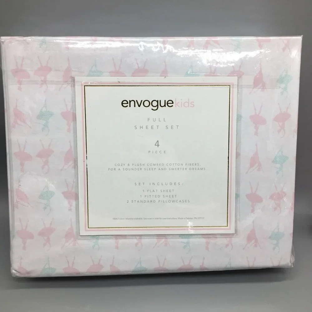 4pc Ballerina FULL Sheet Pillowcase Set Dance Ballet Pink Aqua Turquoise Envogue